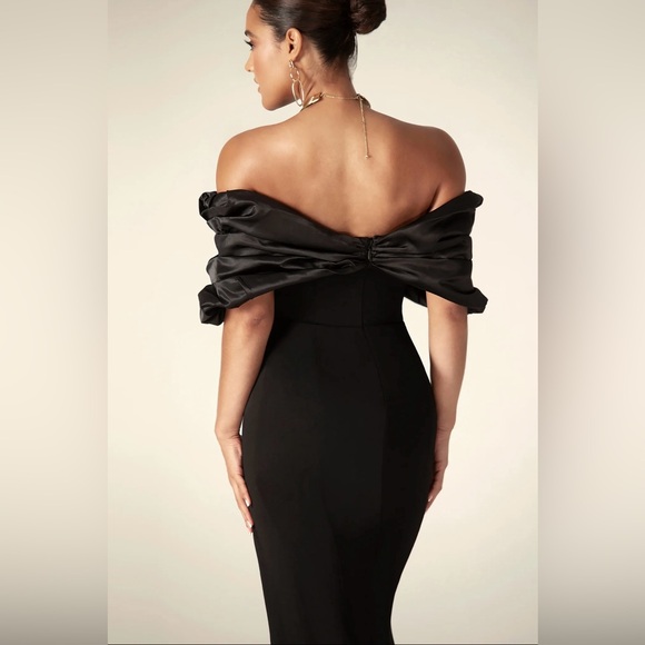 ALIEVA PRESLEY CREPE RUFFLE SHOULDER GOWN DRESS - Picture 5 of 9